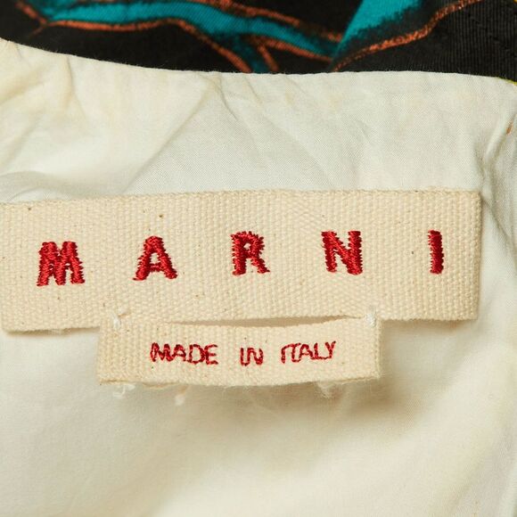 Marni Black Madder Print Cotton & Linen Mini Dress M - Picture 5 of 6